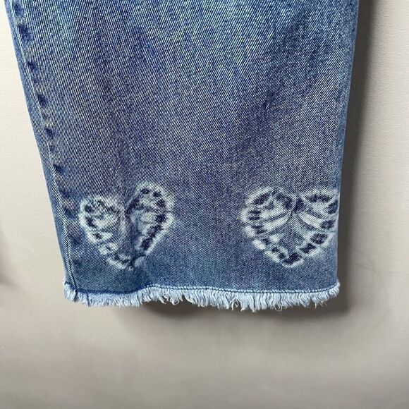 ZanaDi Jeans Womens 18 Flare Bell Bottoms Hippie Raw Hem Hearts VTG Y2K - Picture 5 of 10